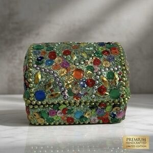 Giftcraft Sequin Domed Treasure Box Trinket Jewelry Storage 3x2.5x3 Decorative